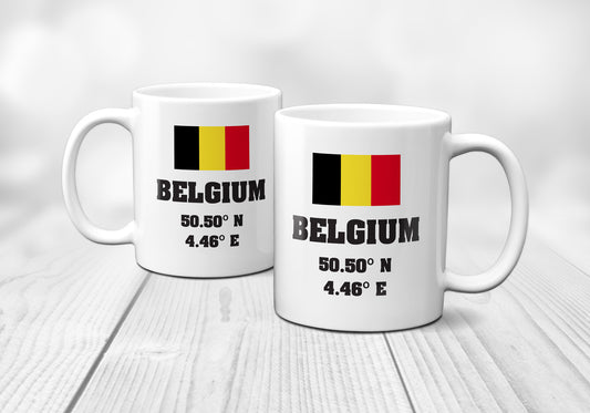 Belgium Laitutude Longitude Mug