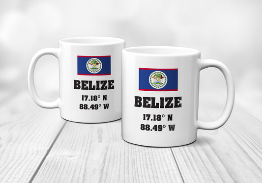 Belize Laitutude Longitude Mug