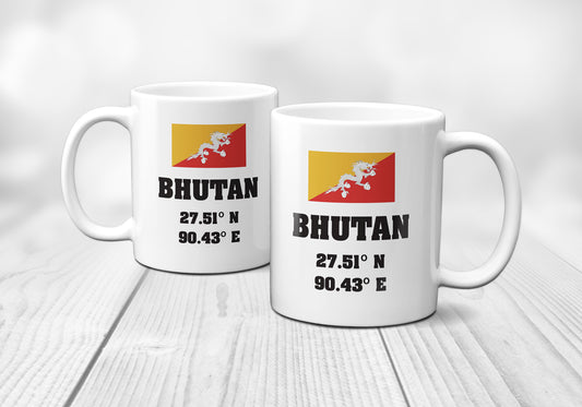 Bhutan Laitutude Longitude Mug