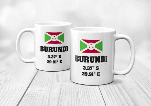 Burundi Laitutude Longitude Mug